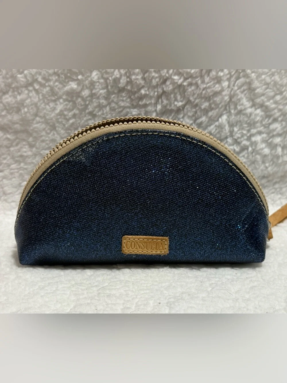 Consuela Dark Blue Glitter Medium Cosmetic Case